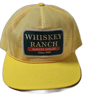 Whiskey Ranch Yellow Trucker Hat Adjustable Mesh Back Outdoor Casual Men